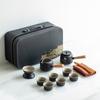 Japanese travel kung fu tea set small set household simple teapot ceramic teacup outdoor tea tray portable bag
