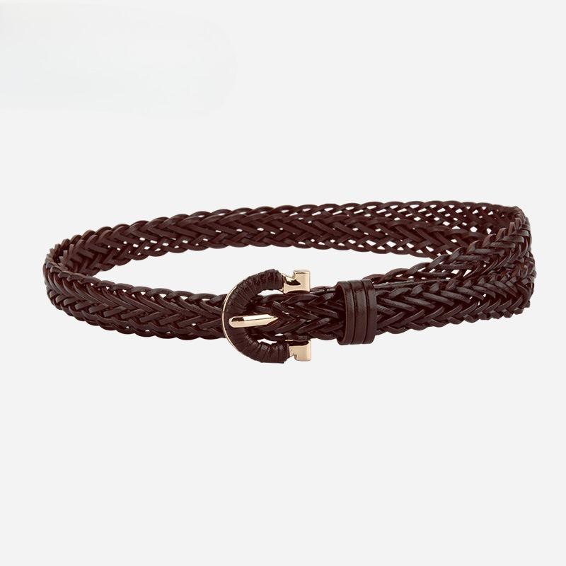 Fashion Korean Version of Women's Braided Belt Without Punching Retro Versatile and Simple Matching with Casual Jeans Decorative Belt