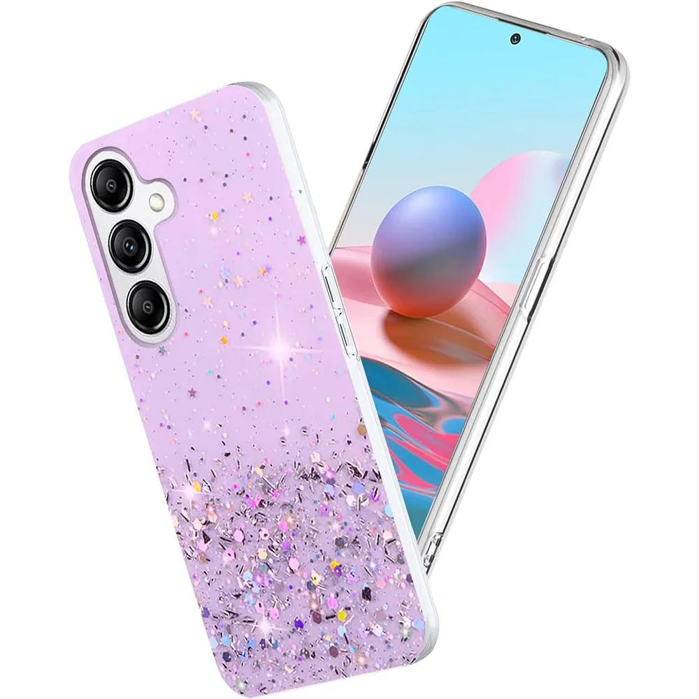 Luxury Bling Glitter Clear Silicon Phone Case for Samsung Galaxy S10 Plus S21 Ultra S21+ 5G Sequins Sparkle Cover