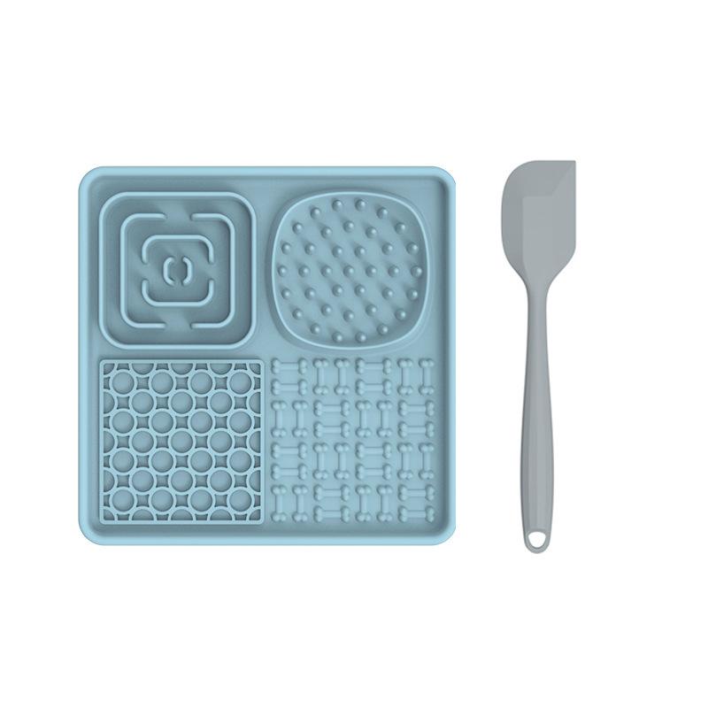 Premium Silicone Licking Mat Slow Feeder for Dogs Cats Relief Anxiety Bathing Pet Feeding Mat with Suction Cups Pet Supplies (Blue,20.3x20.3x1.3cm)