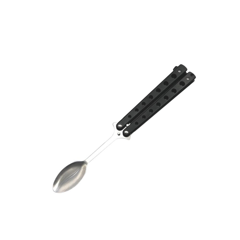 Stainless Steel Butterfly Cutter Style Folding Spoon Rust-proof Portable Spoon Forks Outdoor