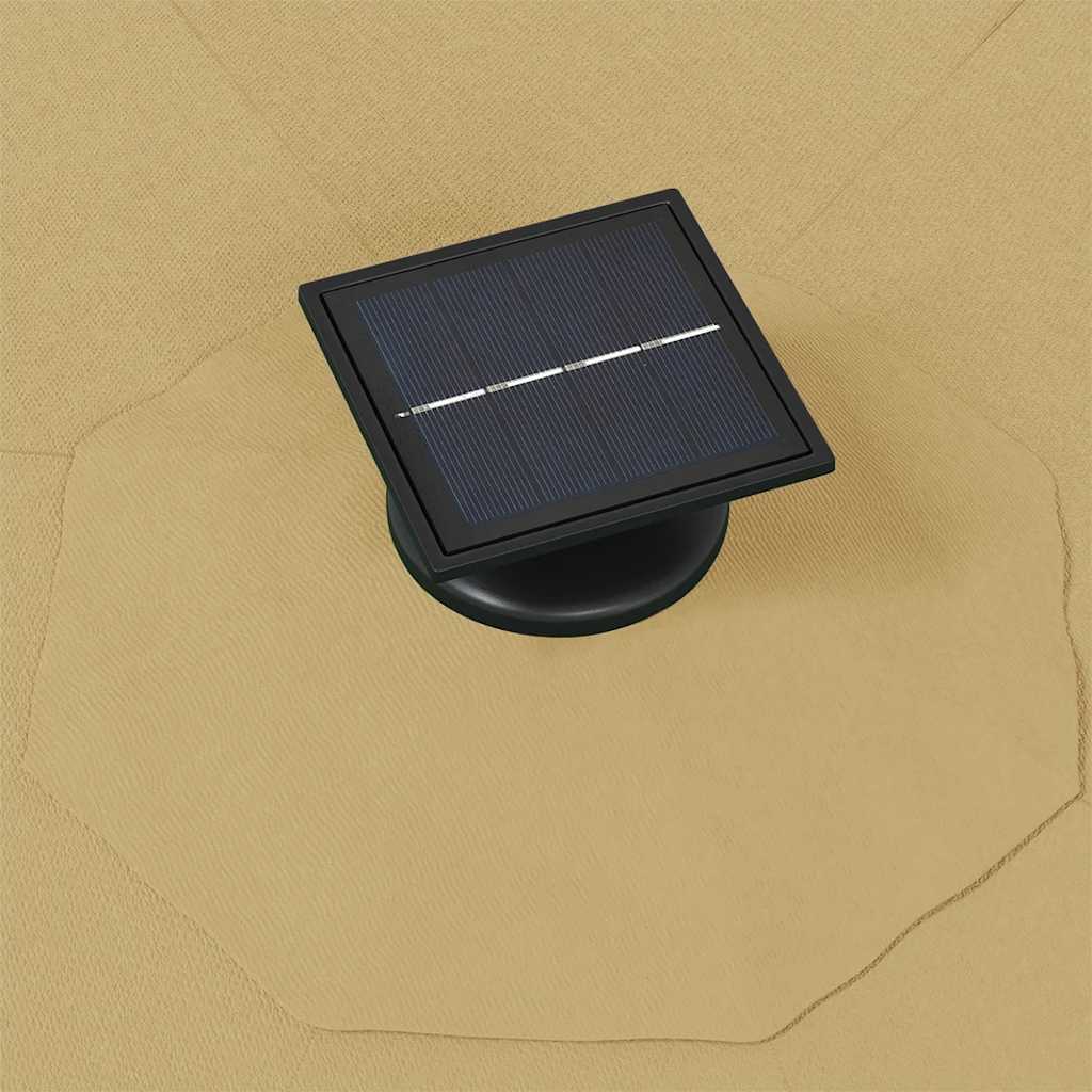 Wall Mounted Sun Umbrella with LEDs 300 cm Taupe