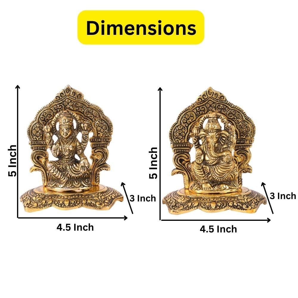 Laxmi Ganesh Set Idol Schauobjekt Metall Vergoldet Lakshmi Ganesha Idole für Diwali Geschenke Puja (Set 1)
