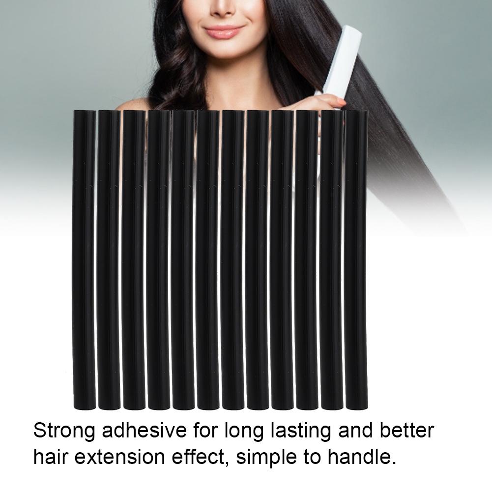 12Pcs Professional Wig Hair Extension Hot Melt Glue Adhesive Sticks Hair Styling Tool Black