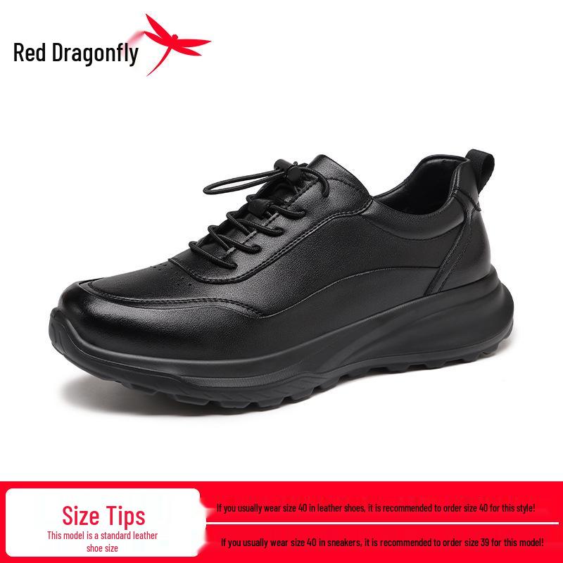 

Мужские осенние кожаные кроссовки Red Dragonfly - Водонепроницаемые, Нескользящие Повседневные Туристические Туфли с Мягкой Подошвой 42 чёрный