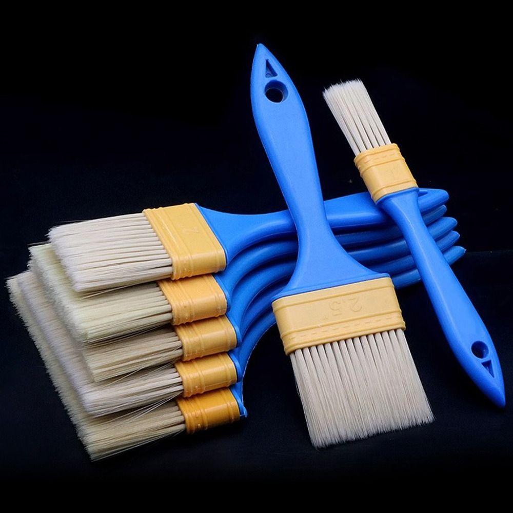 5pcs/set Nylon Bristle Paint Brushes Plastic Handle Smooth Application Wall Painting Tools All-Purpose Latex Brush