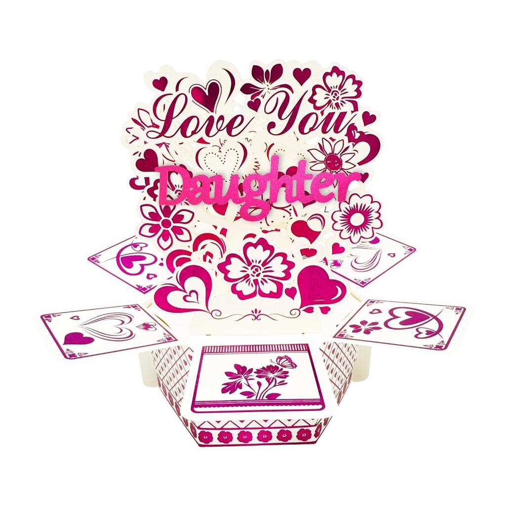 Customizable Flower Heart Popup Card Unique Greeting Cards for Wedding Valentine’s Day Christmas New Year Thank Festival