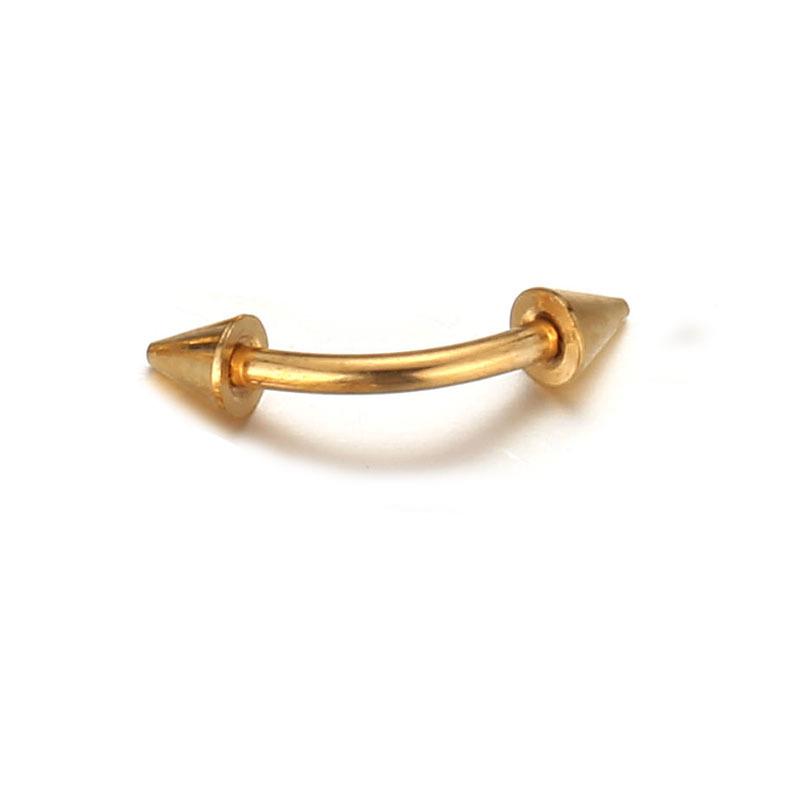 Stainless Steel Double-Headed Curved Banana Bar Eyebrow Piercing with Cone Stud