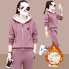 Thick-fabric Padded Long-sleeved Pullover Set - Mid-aged and Elderly Women's Fall and Winter Warm and Fashionable Casual and Sportswear Two-piece Set