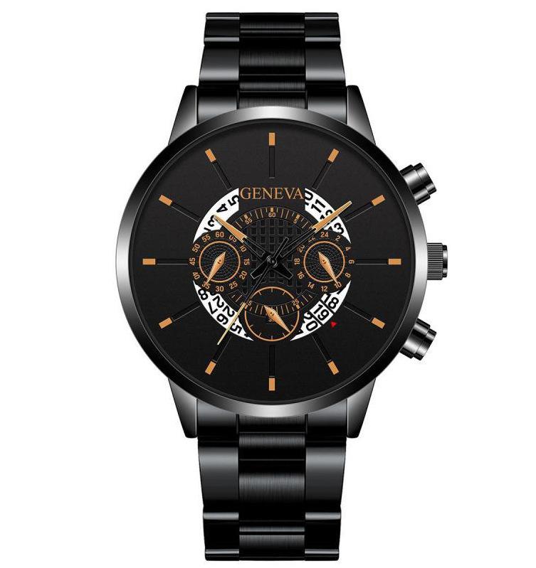 Men'S Large Surface Hands Simple Rice Line Date Mesh Strap Watch Creative Quartz Stainless Steel Watch