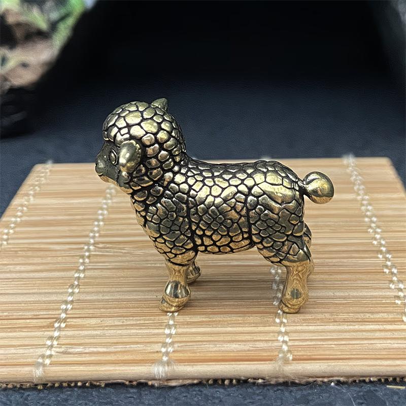 Scultura Capra dello Zodiaco Cinese Statuetta Pecora in Ottone Statua Portafortuna Ornamento da Scrivania Ricchezza Fengshui Per Decorazione Casa