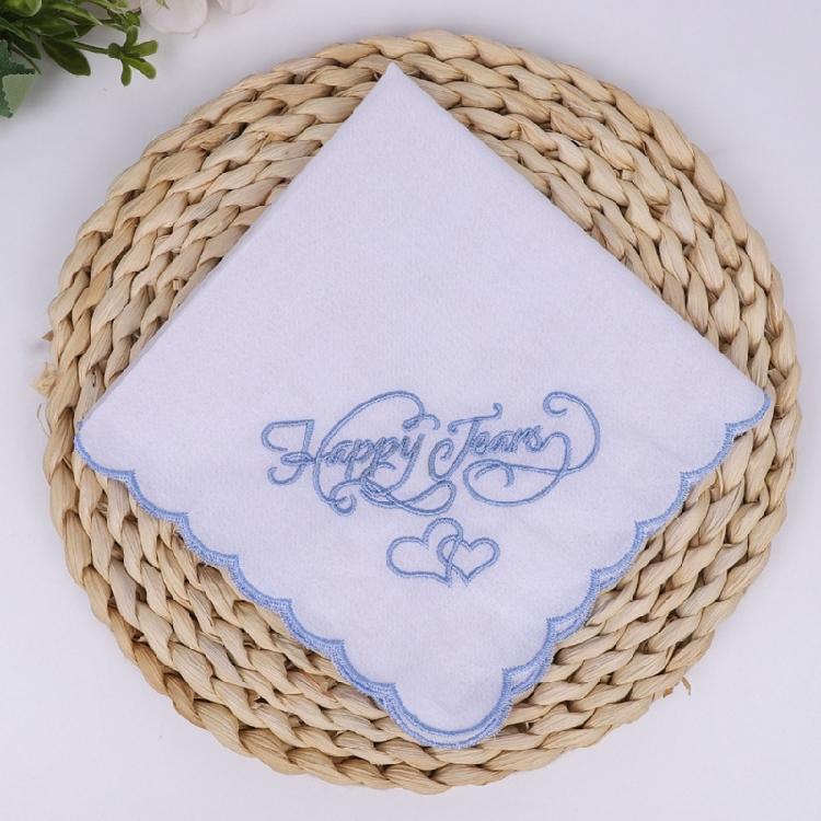 Embroidery Cotton Square Handkerchief Wedding Party Favor Decorative Kerchief for Bride Wedding Gifting Packing Use