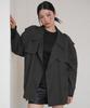OPENING SUNSHINE Classic Flap Belted Short Trench Jacket Charcoal