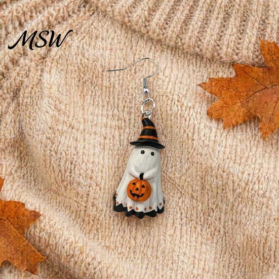 Lightweight Acrylic Earrings Cute Ghost Earrings, with Pumpkin Wizard Hat Decor, Holiday Themed Jewelry Halloween Drop Pendant Party Festive Gifts