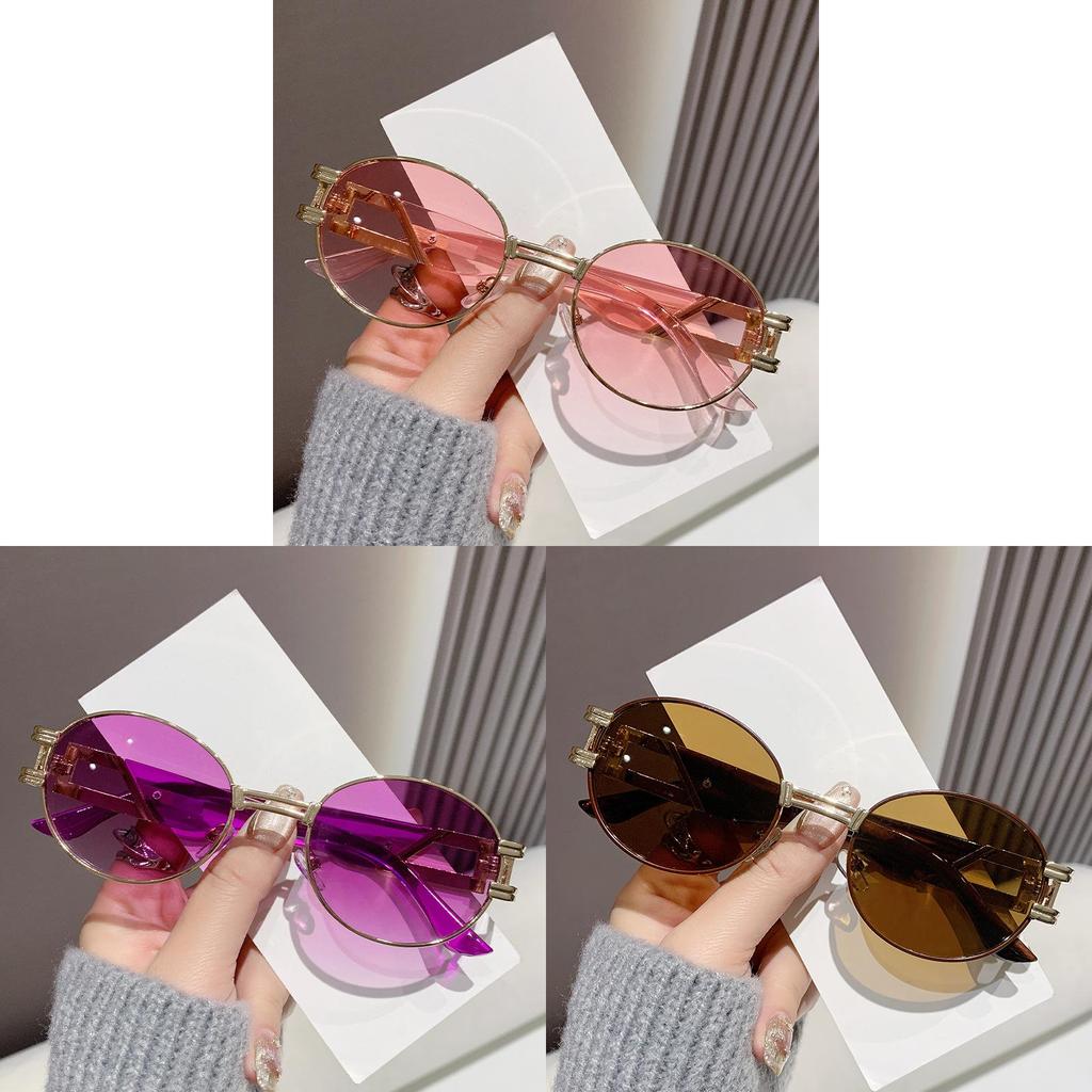Occhiali da Sole Rotondi in Metallo Retro Con Protezione Uv400 Per un Look alla Moda all'Aperto