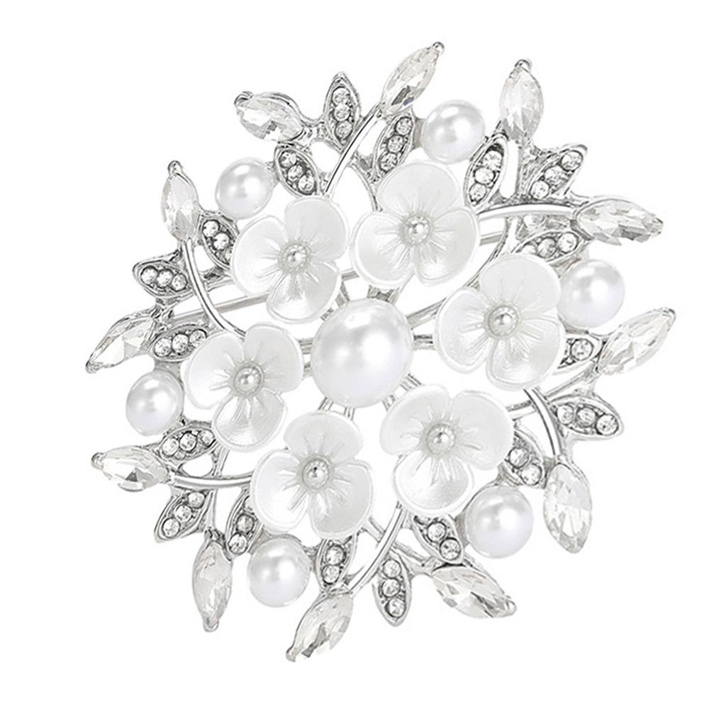 Fashionable Women's Pearls Flower Brooch With Gold or Silver Tone Finish Adds A Touch Of Elegance To Any Ensemble