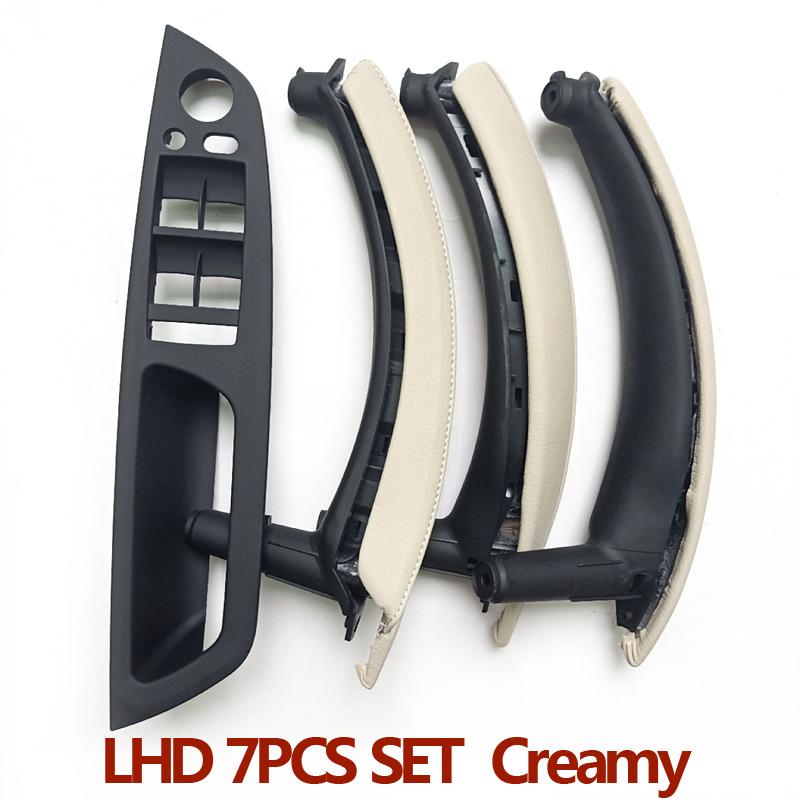 LHD Upgraded Interior Door Handle with Leather Cover Assembly Full Set For BMW X5 X6 E70 E71 E72 2007-2014