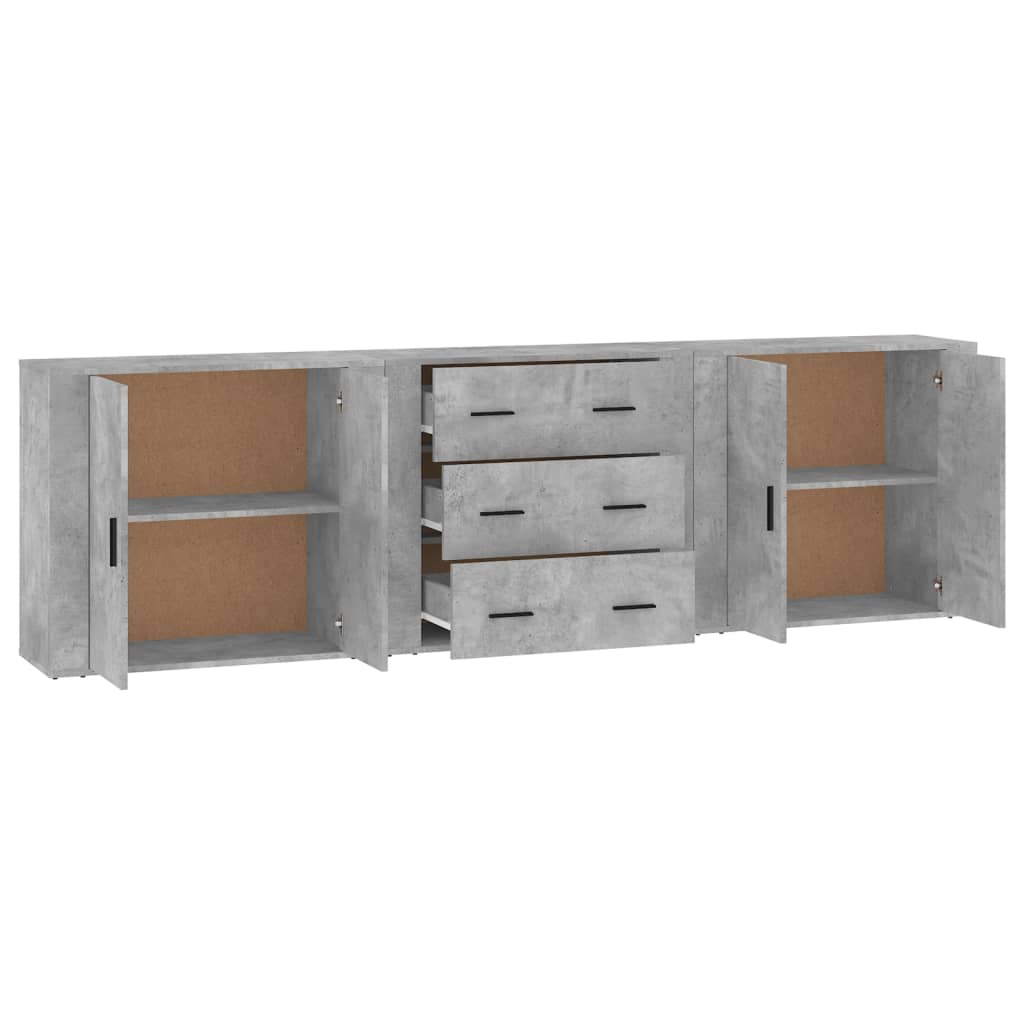 Sideboards 3 pcs Concrete Grey Particleboard