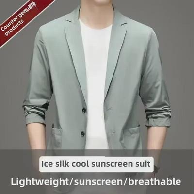 Blazer de Verano Ultrafino de Seda de Hielo para Hombre - Traje Casual Ligero para Primavera y Otoño