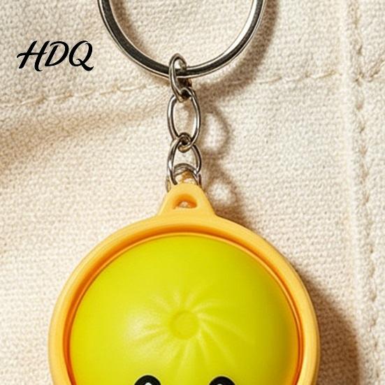 Calming Tactile Keychain Stress Relief Keychain with Steamed Bun Pendant Fidget Clicker Commute Feedback