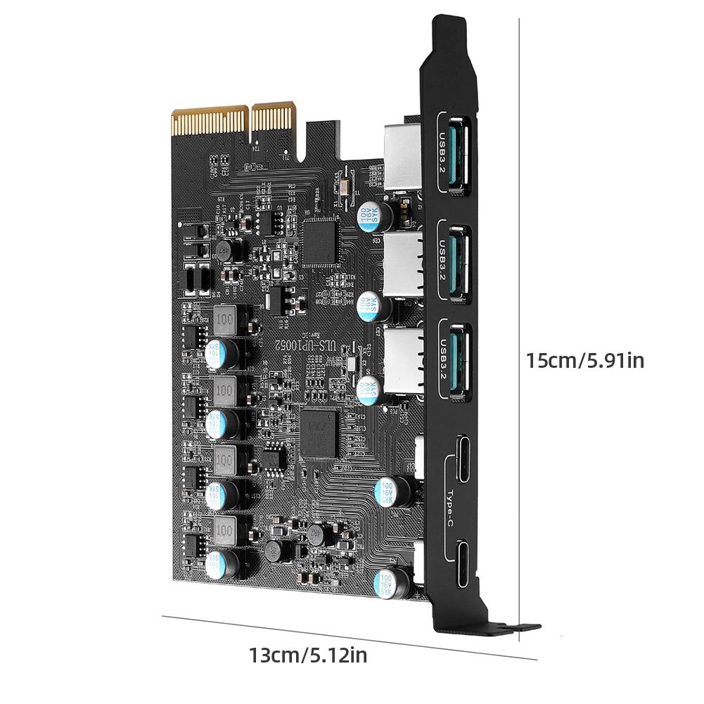 PCIe X4 To USB 3.2 Card 20Gbps Expansion Add on Card 3x USB3.2 and 2x TPYC-C Support Windows 7/8/10 (32/64 Bit) OS 10.8.2
