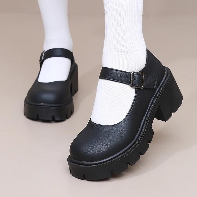 Fashion Women  Shoes Vintage Girls Platform Pumps High Heels Platform Lolita Shoes Japanese Style College Sweet Student Shoes