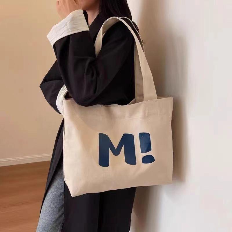 New Fashion Simple Cute College Style Canvas Women's Bag College Students Go Out Casual All-match Shoulder Bag Simple Class Tailoring Bag