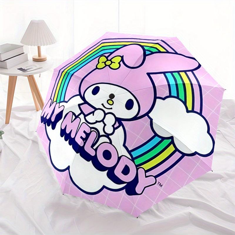My Melody Sanrio Automatic Folding Umbrella with Sturdy Iron Frame, Portable Compact Travel Umbrella All-Season Use Parties 0807040