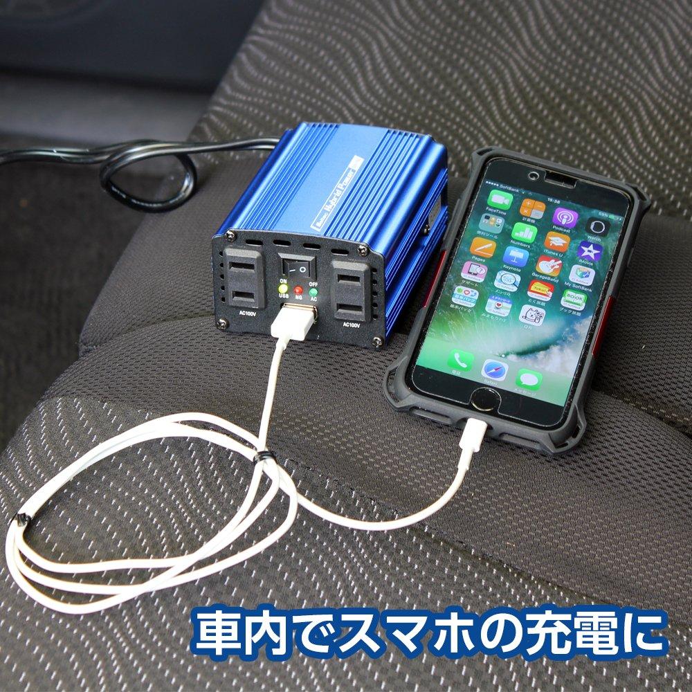 Meltec SIV-150 2-Way Car Inverter (USB & Outlet), DC12V, 120W Power Outlets, 2.4A USB Ports, Quiet Operation