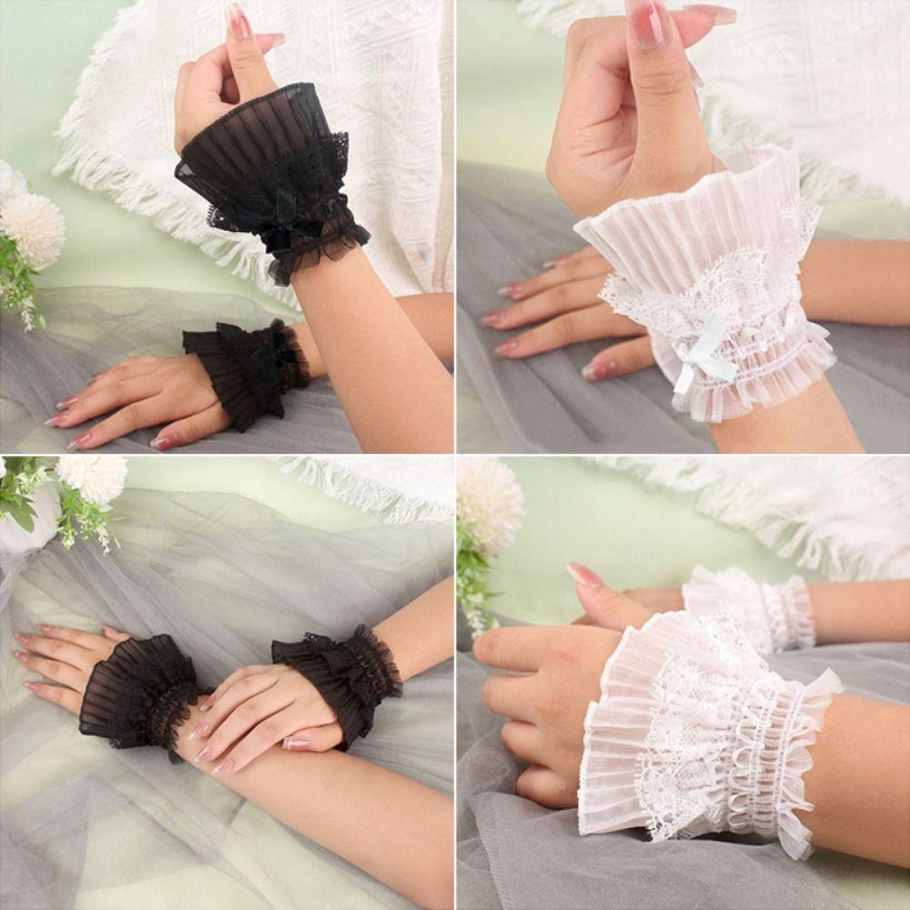 1Pair Costume Accessory Detachable Sleeves Cuffs Solid Color Fake Sleeves Cuffs  Daily Accessory