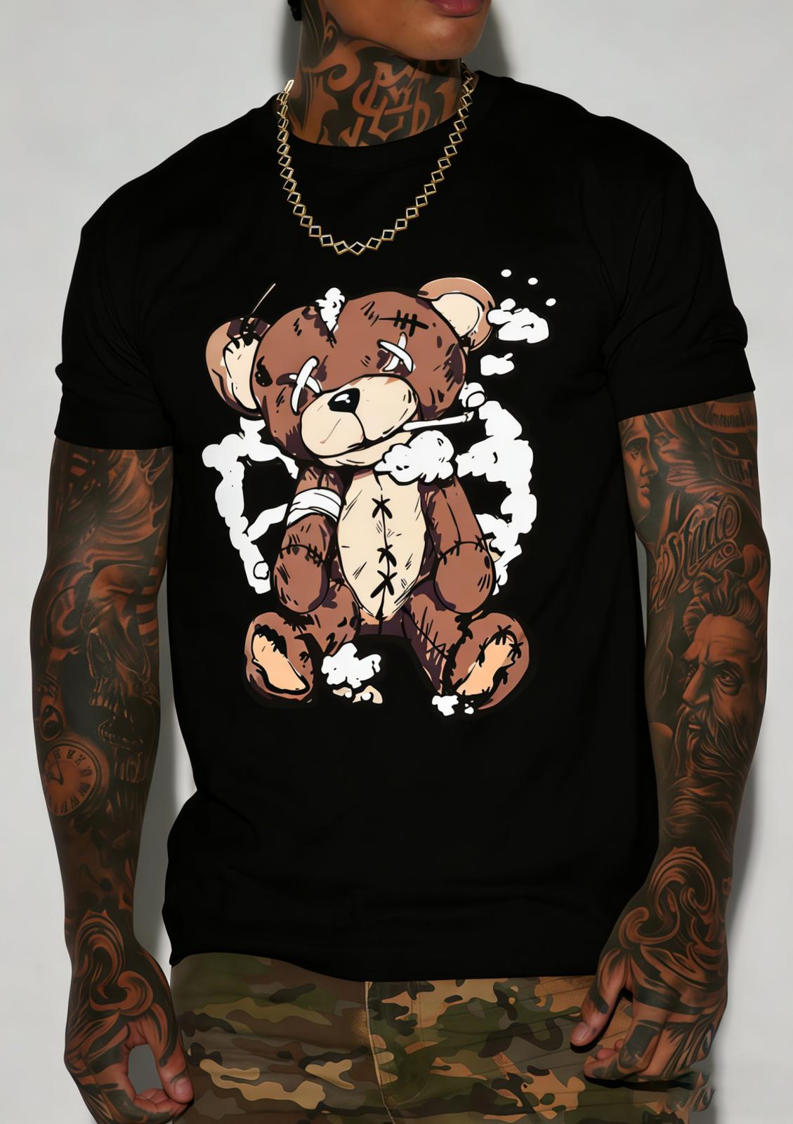 Винтажная футболка с графикой плюшевого мишки Streetwear Hip Hop Повседневная XXXL