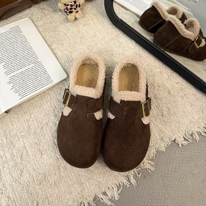 

All-inclusive autumn and winter outer wear, velvet warm thick-soled snow boots, retro Boken single shoes, fluffy shoes for women 42 темно-коричневого кольору