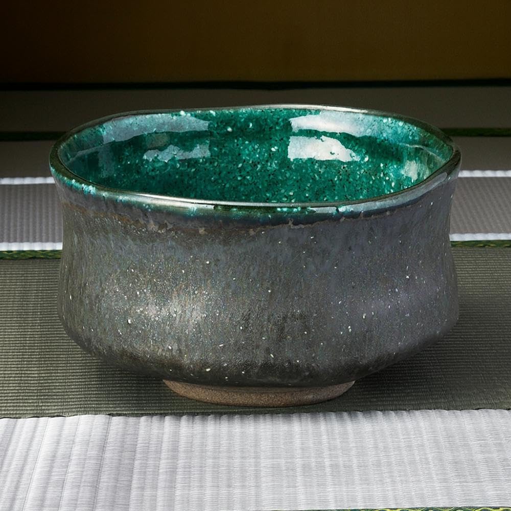 Ale-net Matcha Bowl, W12.4 x D12.4 x H7.2cm, Blue Cave Matcha Bowl, Mino Ware, Made in Japan