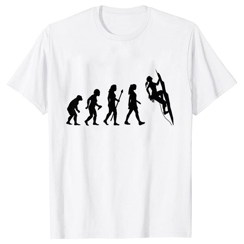 Evolution of Climbing T-shirts for Women Clothes Funny Tops T Shirt Female T-Shirt Gifts for Rock Climbers Short Sleeve Tees