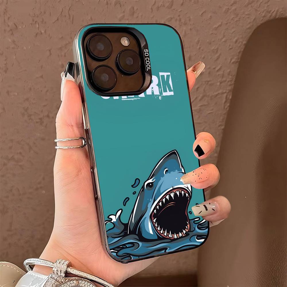 

shark phone case for iPhone 17 17Air 16 15 14 13 12 11 Pro Max Plus Colorful Silver iPhone 15