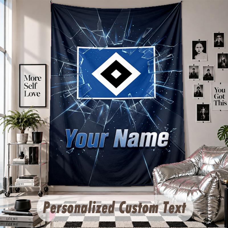 Wall Hanging Tapestry With Custom Name & Text, Hamburger SV Decorative Tapestry For Bedroom