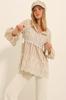 Women's Blouse New Season Fashion Beige Front Embroidered Collar Tassel Balloon Sleeve Woven Blouse