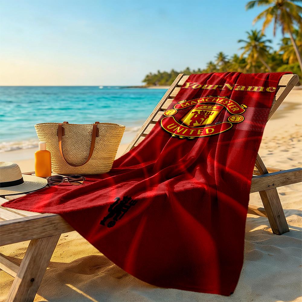 Manchester Customize Text Beach Towel Quick-Dry Soft Microfiber Ideal for Travel Outdoor Swim Pool Yoga Surf Camping Hiking Gym Gift Holiday