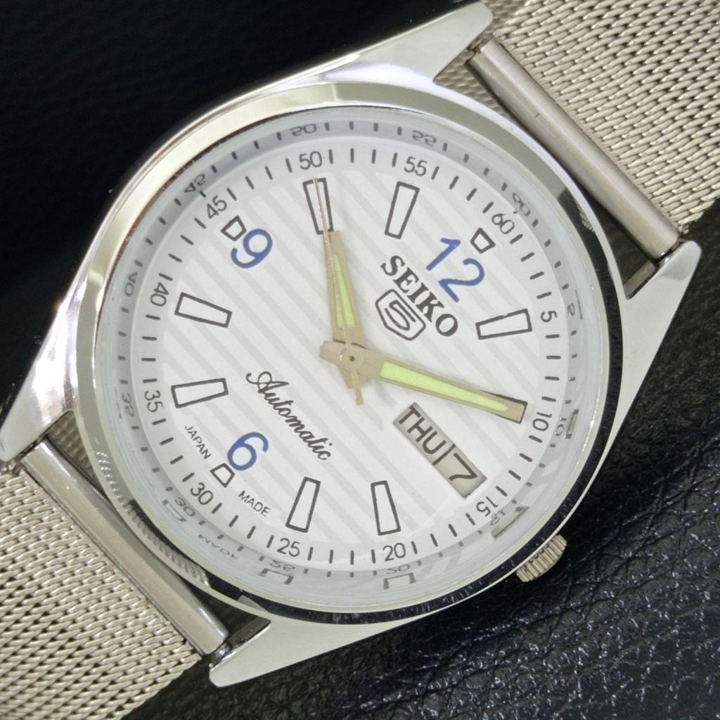 CLASSIC RESTORED SEIKO 5 AUTOMATIC JAPAN MENS WHITE COLOR DIAL WATCH a500160-2 R151a-a500160