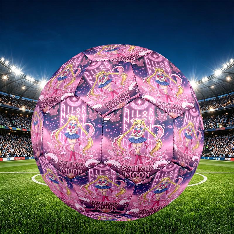 Sailor Moon Print Size 5 Soccer Ball, PU Wear Resistant Football for Match Training and Daily Practice, Birthday Gift for Soccer Fans