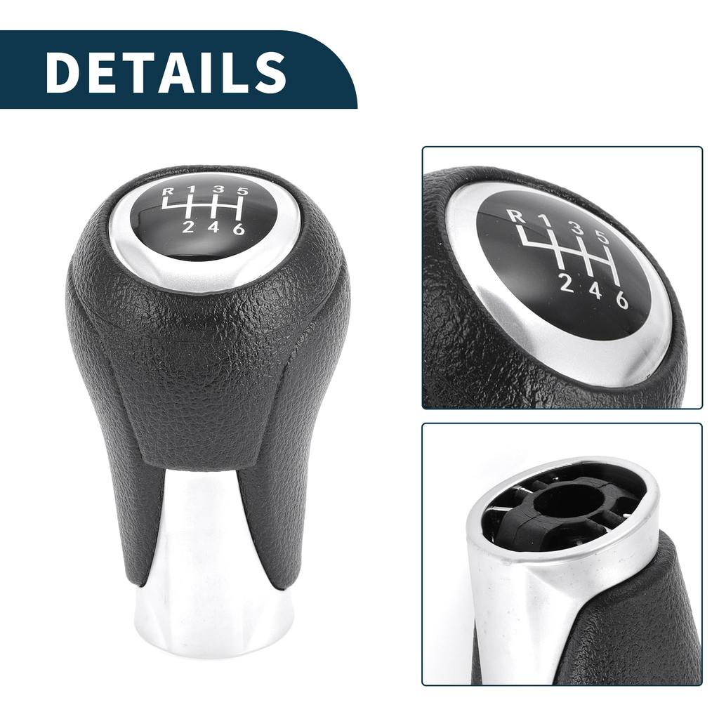 TUCKBOLD Manual Gear Shift Knob for Mazda 3 Front Automotive Gearbox Stick Shifter Lever Black Silver Tone with Plastic Faux 1 Piece 6-Speed CX-5
