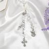 Angel Cross Rear View Mirror Charm - Crystal Angel Wing Pendant Hanging Chain, Religious Cross Car Suncatcher Ornament, Spiritual Car Interior Decor