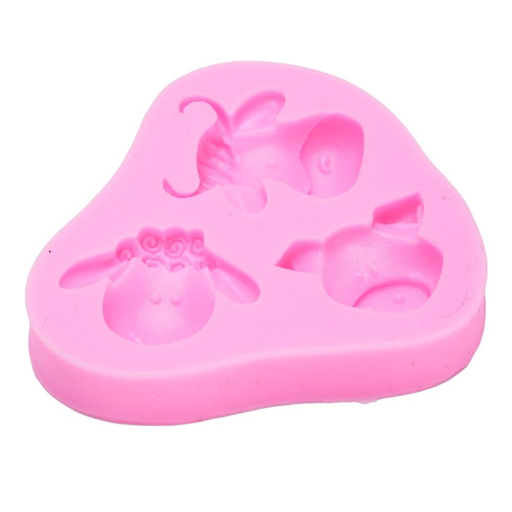 3pcs Animal Head Shape Fondant Pattern Molds Mixed Shape Cake Decoration Molds For DIY Cake Fondant