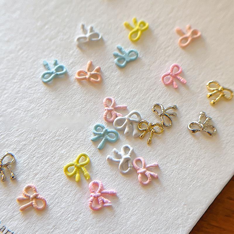 5Pcs Mini Bowkot Nail Charms Colorful 3D Alloy Cute Hallow Bow Nail Art Decorations Manicure Salon Diy Accessoriesgirls Gift
