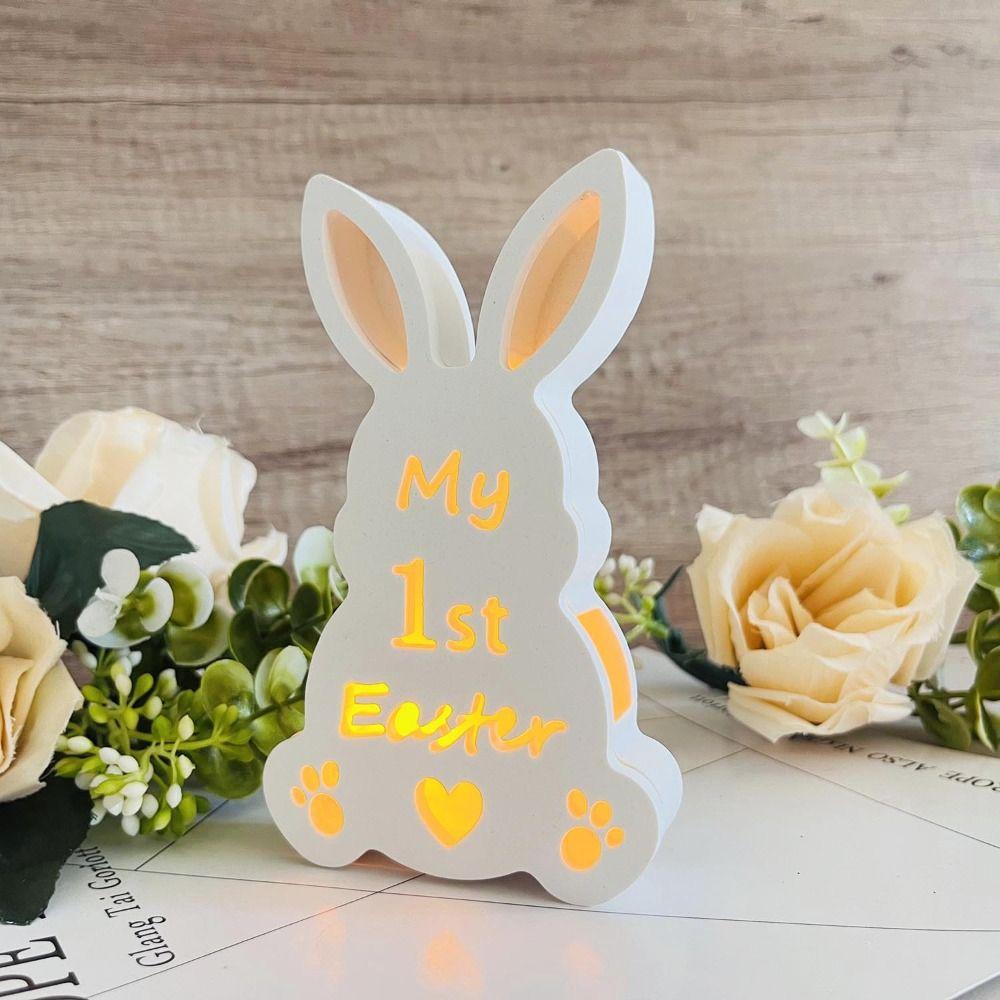 Hollow Easter Rabbit Light Silicone Mold Cute Rabbit Lamp Box Mold Easter Ornament