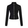 Lulu Logo Slim-Fit Ladies' Stand-Collar Jacket with Gold Zipper, Long-Sleeved Sports Fitness Outerwear
