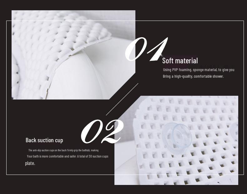 2020 PVC Foam Bath Pillow Mat - Large, Comfortable, Non-Slip Bathtub Cushion