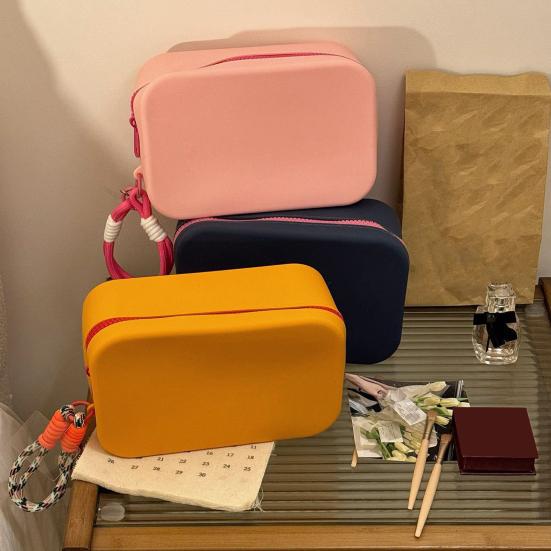 Silikonová úložná taška s velkou kapacitou, vodotěsné zapínání na zip, přenosná make-up taška, kosmetický organizér