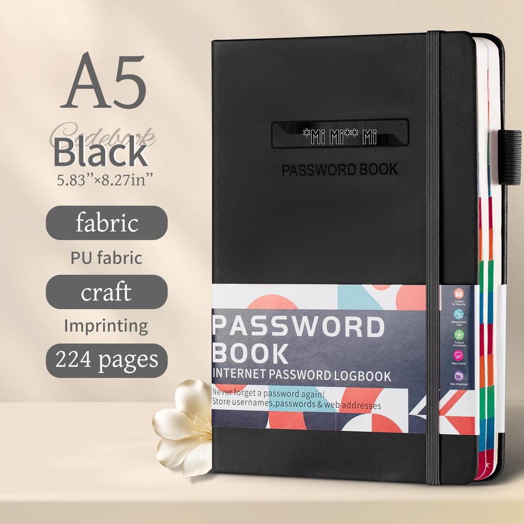 Cross-border A5 Password Notebook with Letter Labels for Account and Website Management