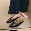 French Outer Wear Niche Rhinestone Bag Head Half Slippers Women's Shoes 2025 New Summer Height Increase Muller Cool Slippers